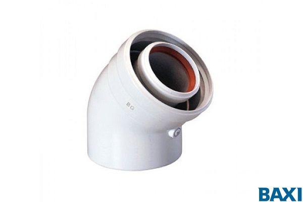 Коаксиальный отвод полипропиленовый 45° диам. 60/100 мм HT